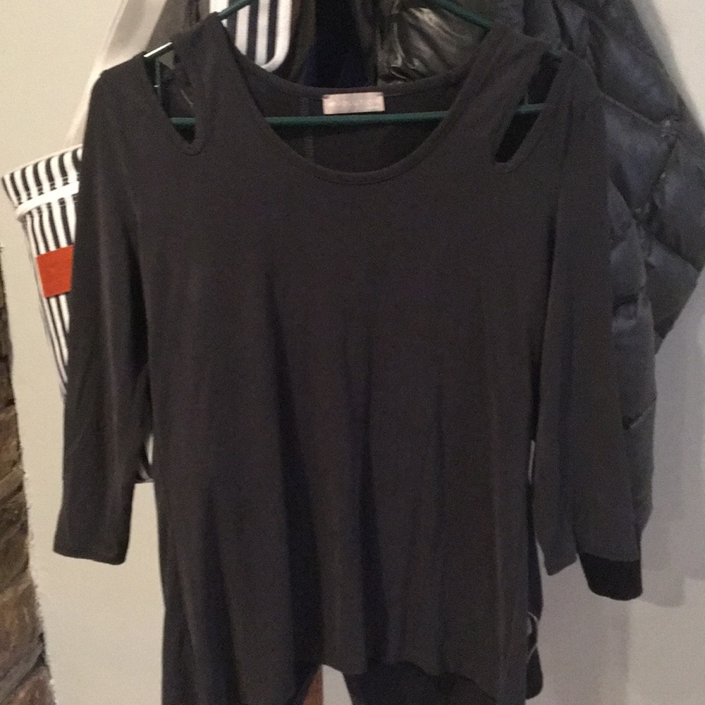 black long sleeve with shoulder cutouts